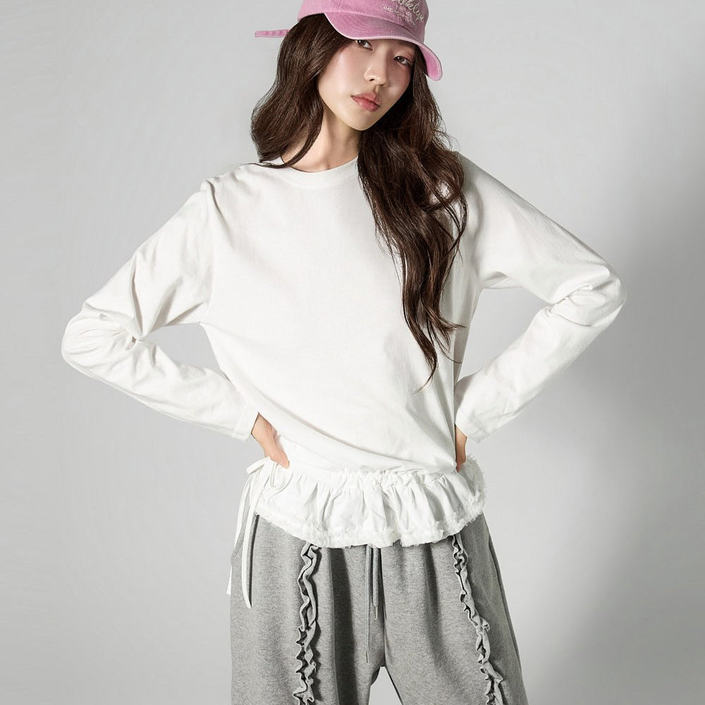 E4166 フリル付トップス