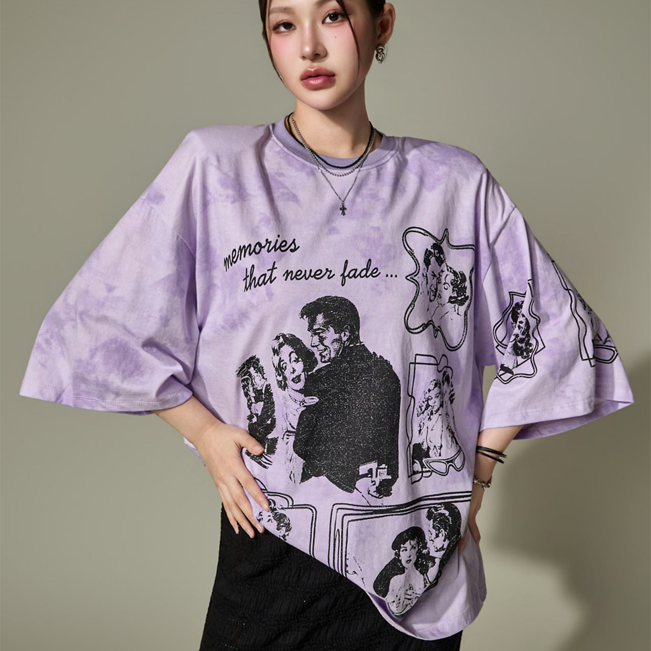 E4344 Printed Tie-Dye Top