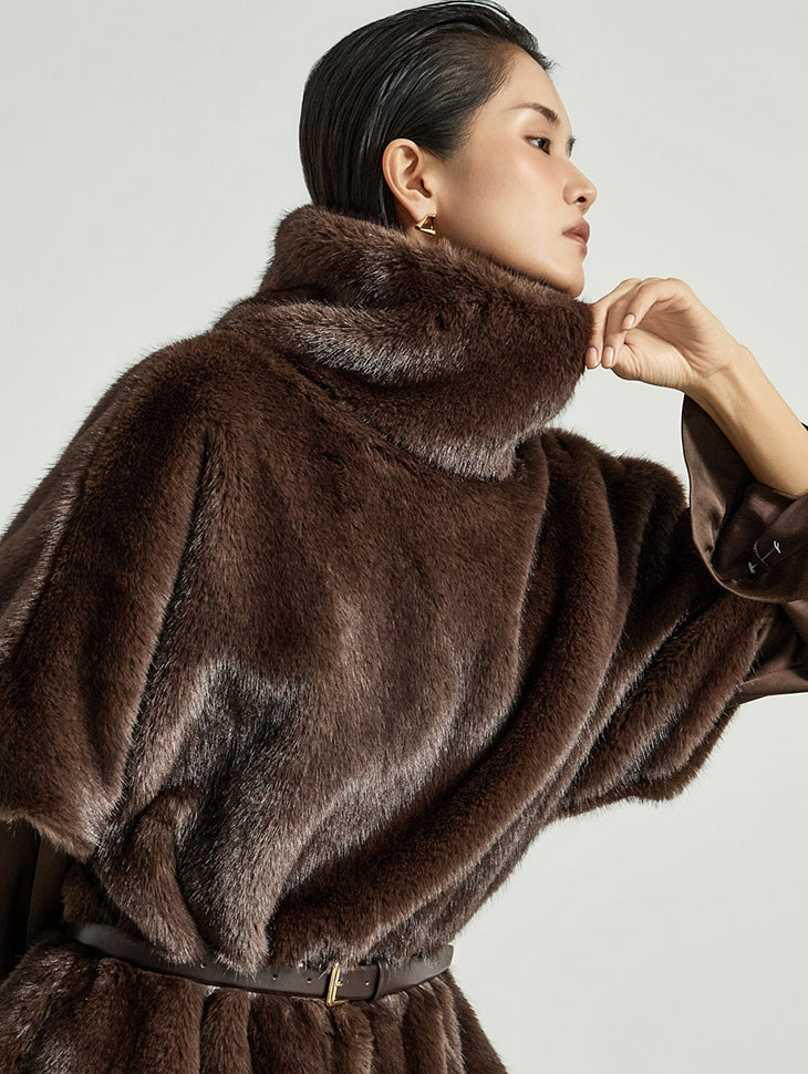 E9036 High-Neck Fur Top