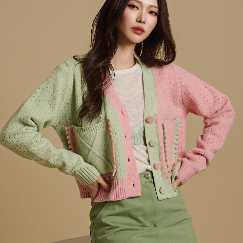 J2657 Color Block Cardigan