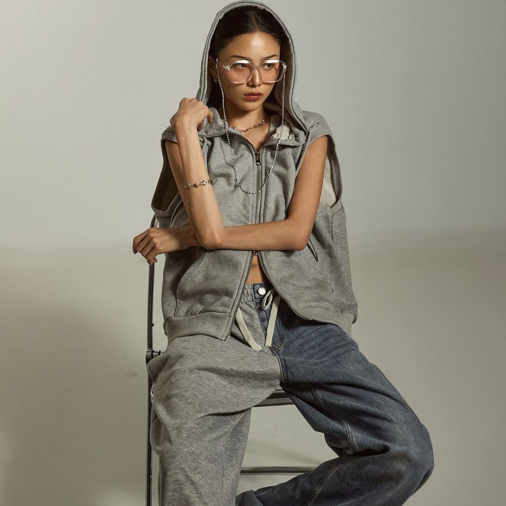 J2800 Hooded Vest Zip-Up Jacket