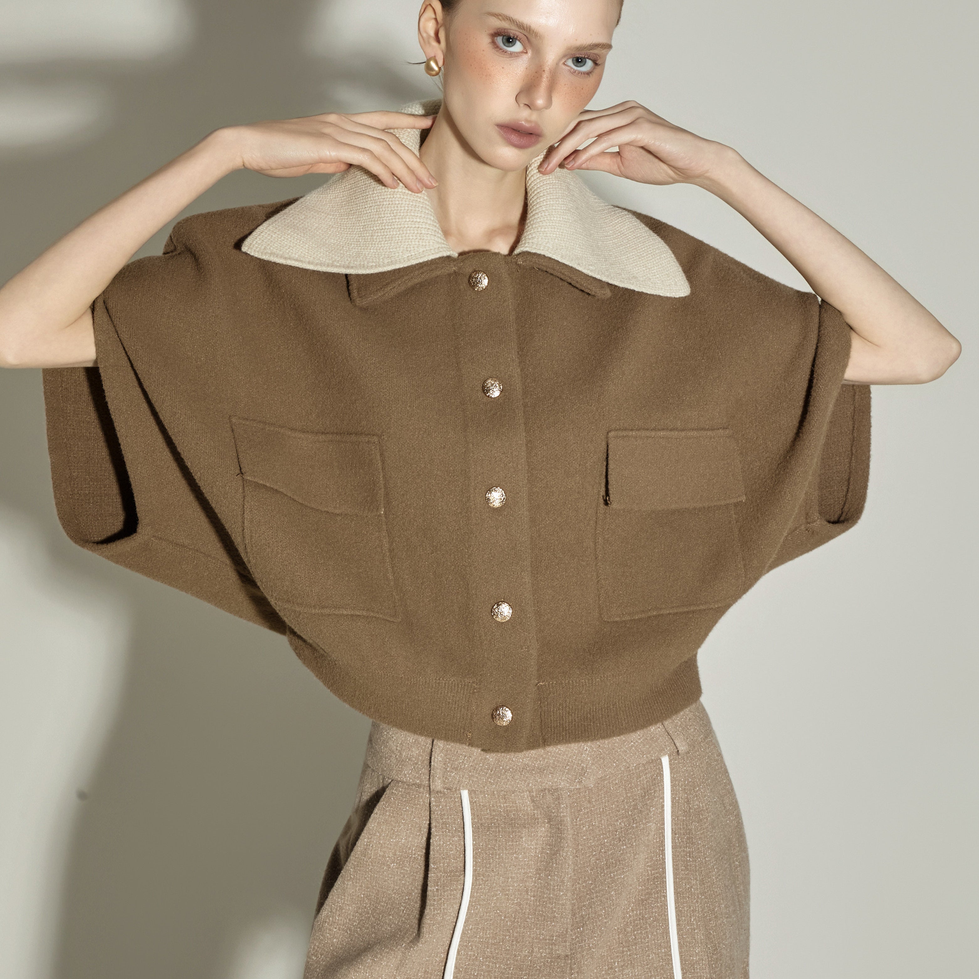 J2925 Knit Cape Cardigan