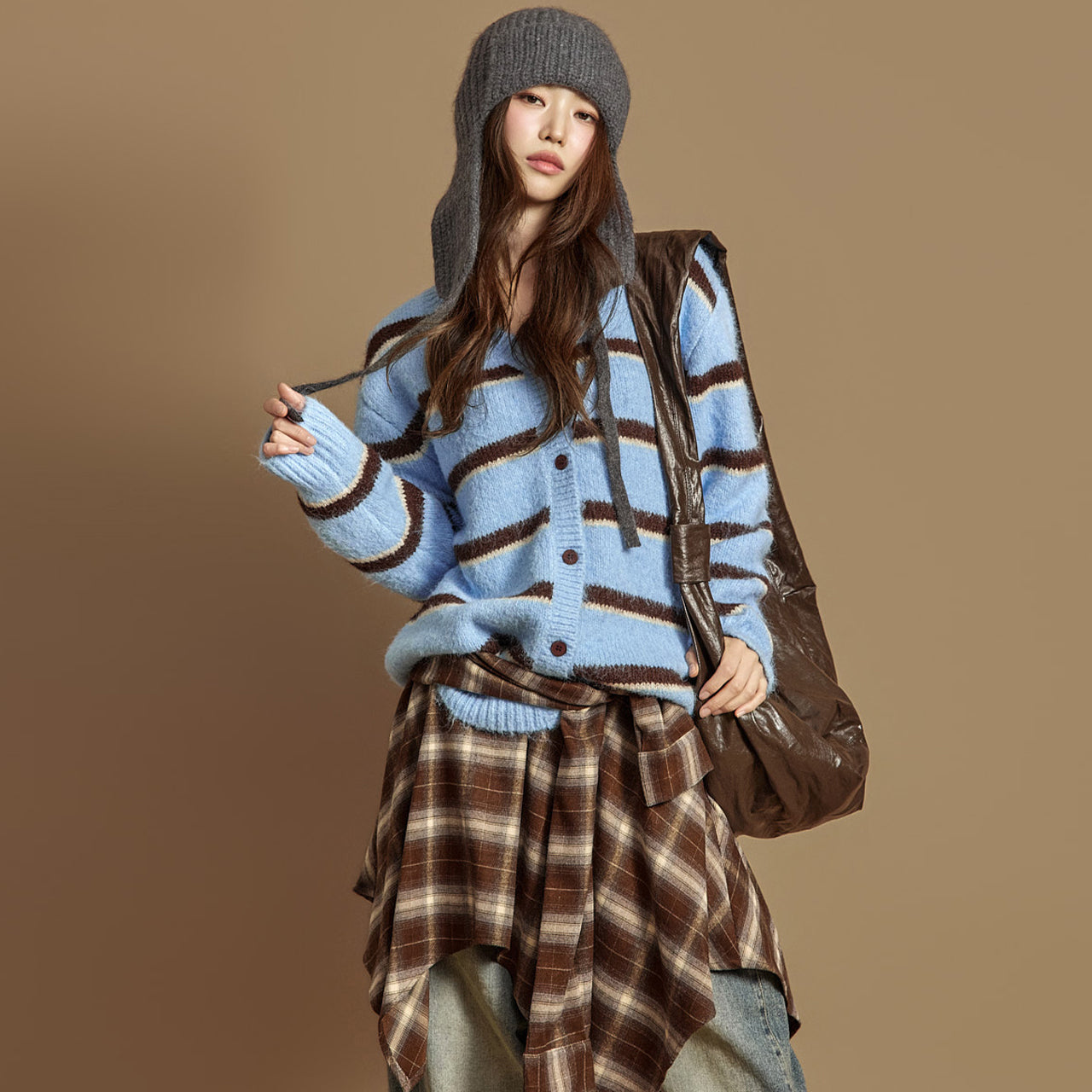 J2934 Striped Wool Cardigan