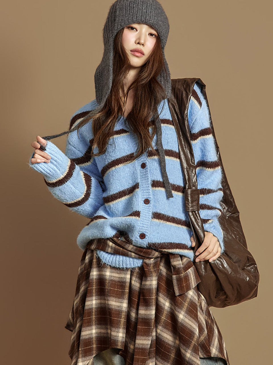 J2934 Striped Wool Cardigan