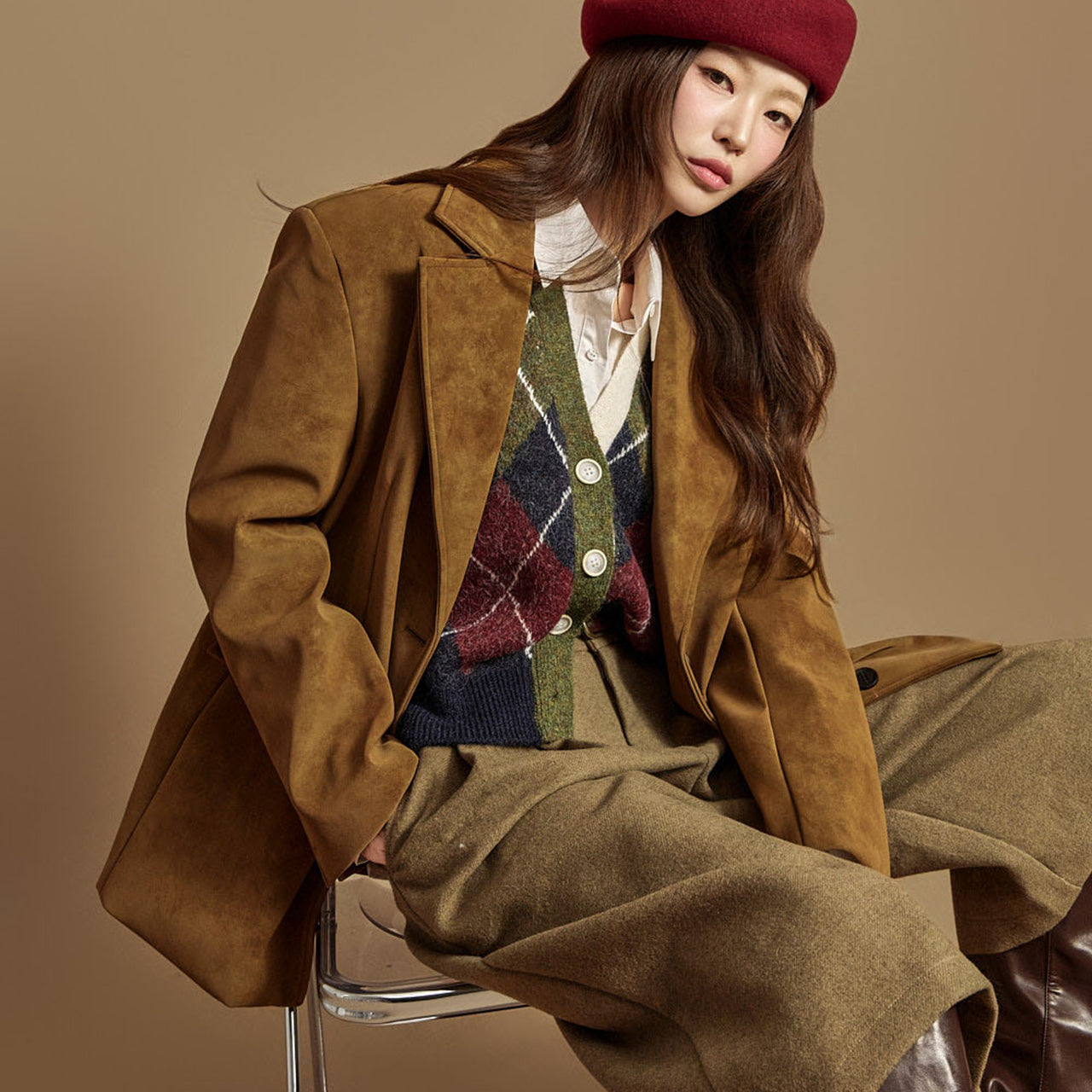 J2938 Suede Coller Jacket