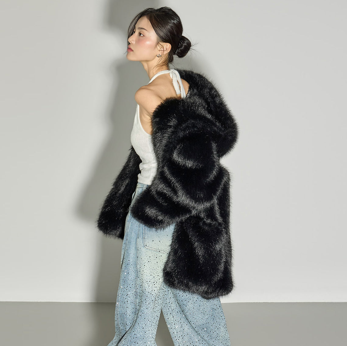 J3021 Fur Hooded Jumper