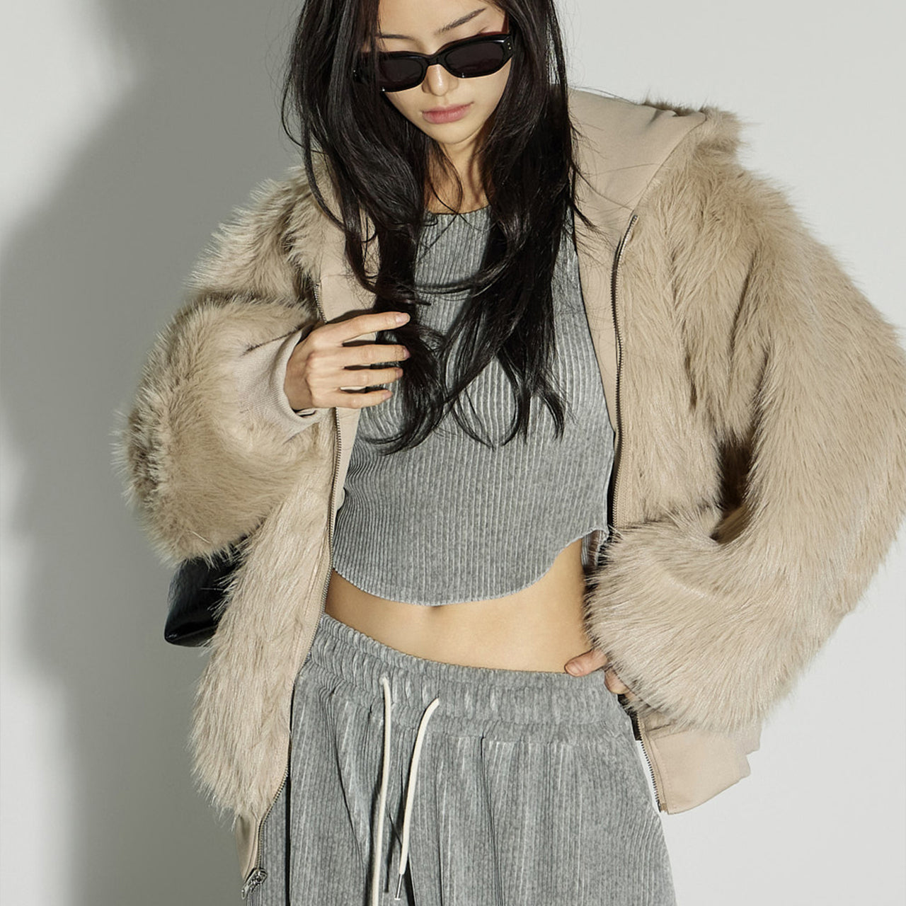 J3023 Fur Hooded Jacket