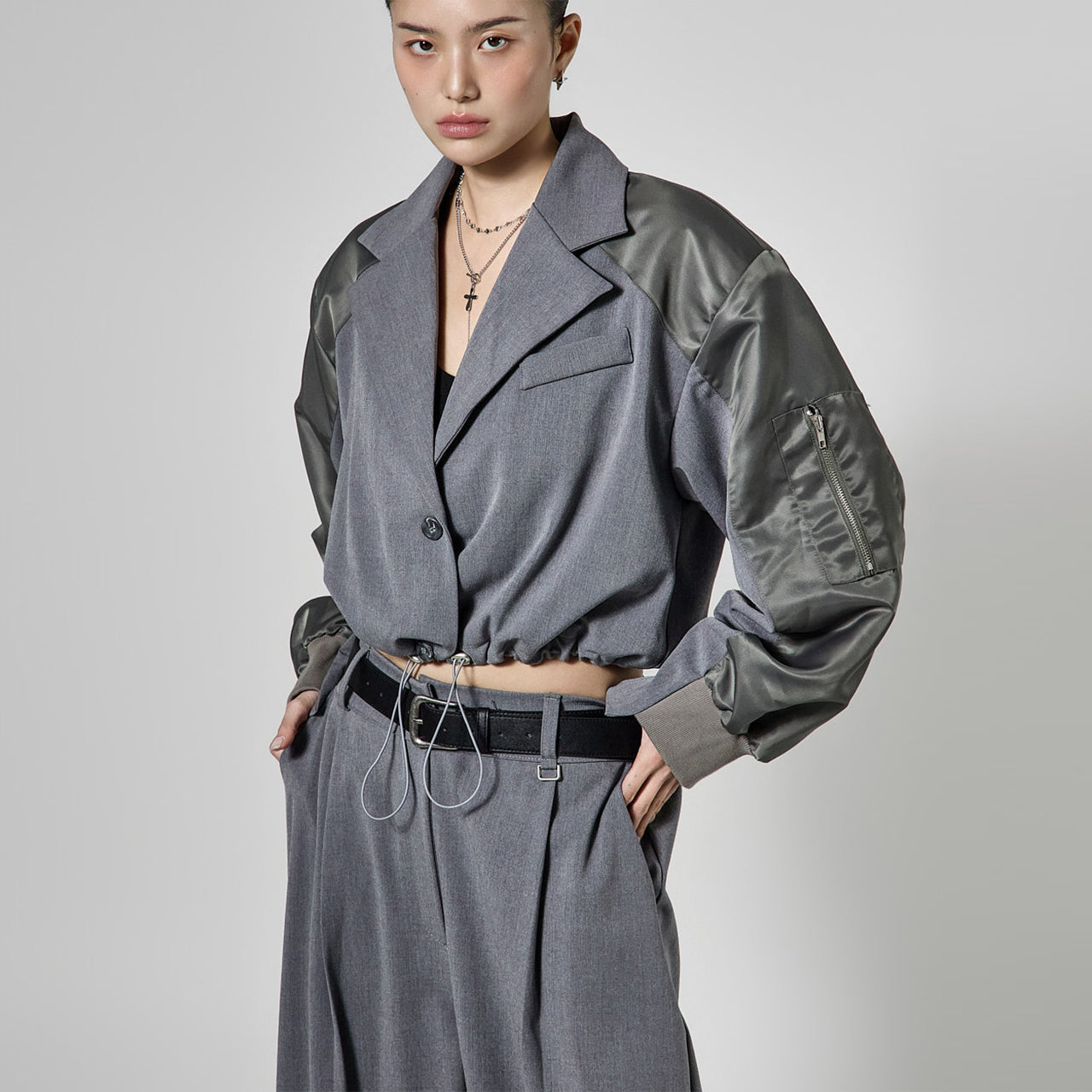 J3106 Mixed Blouson Jacket