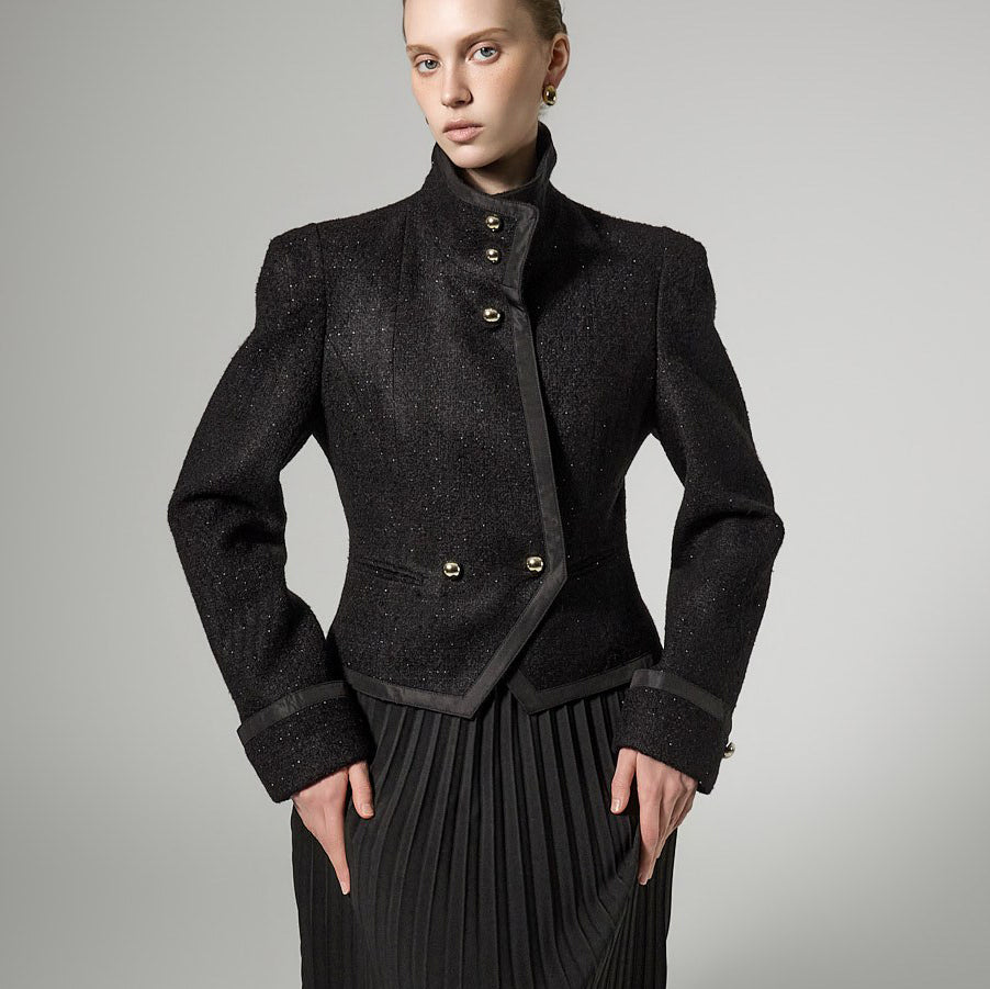 J3119 Tweed High Neck Jacket