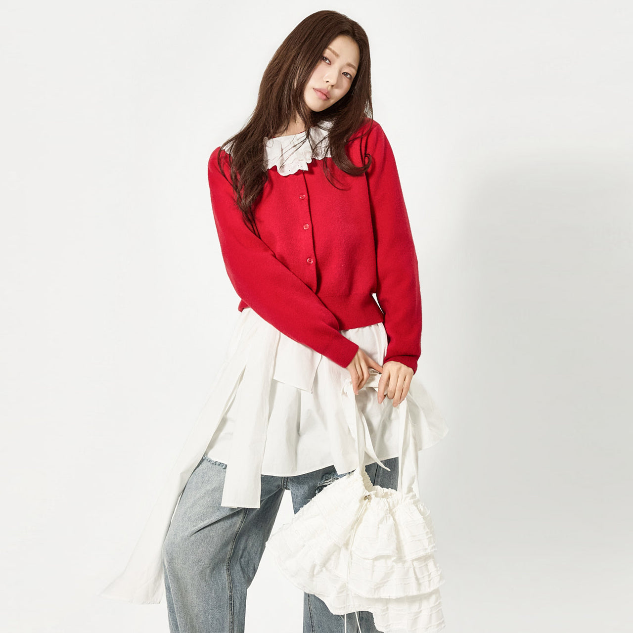 J3157 フリルカーディガン