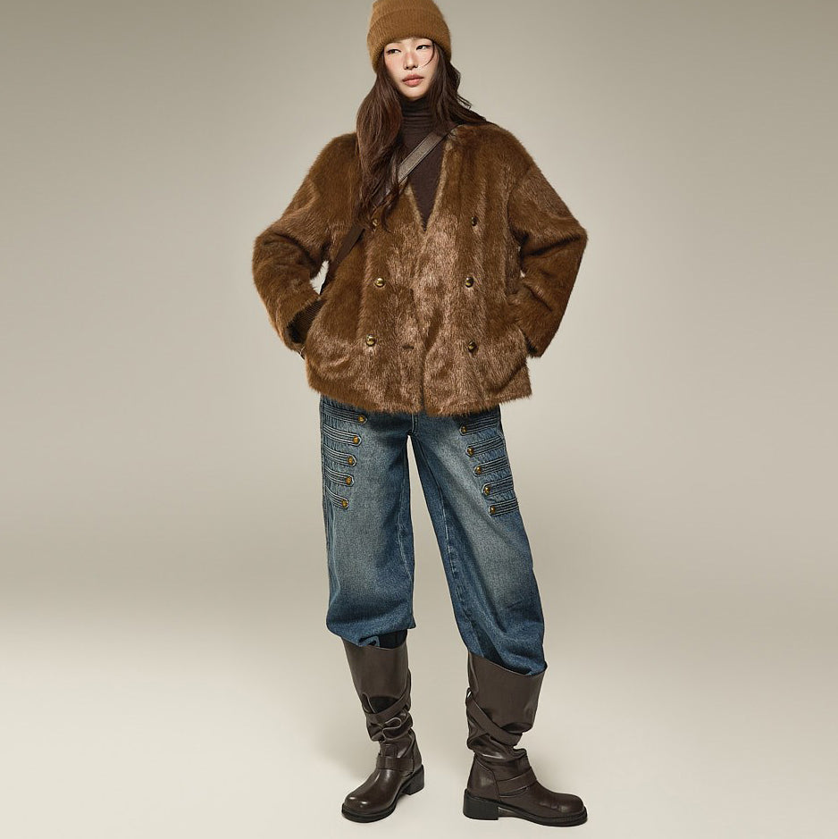 J3339 柔軟皮草外套