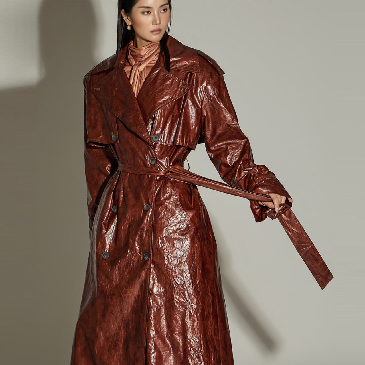 J9292 腰带套装皮革风衣