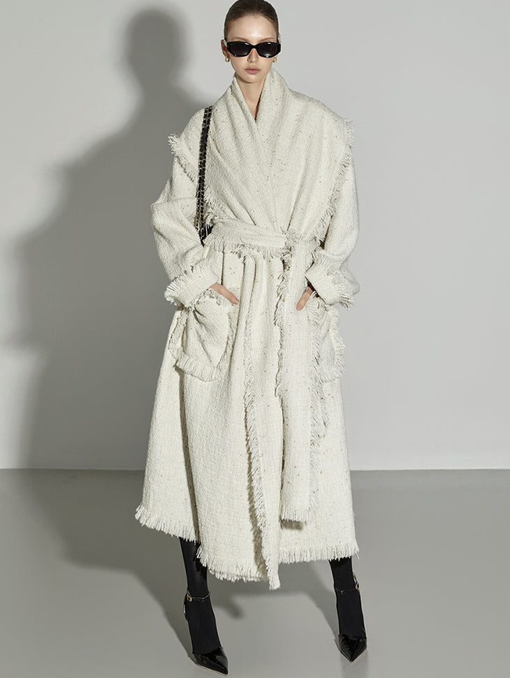 J9293 流苏羊毛大衣（配腰带）