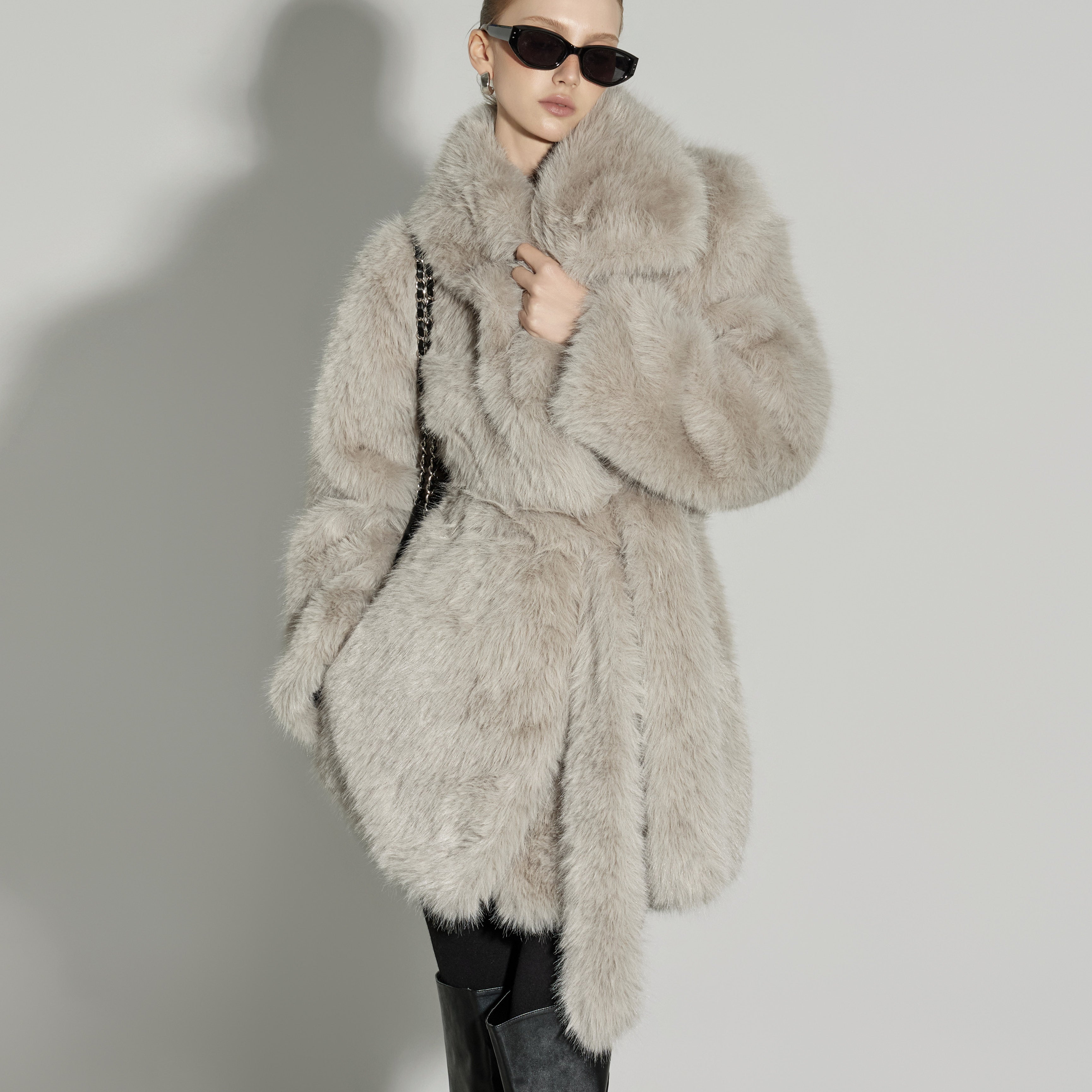 J9339 Fur Jacket with Belt