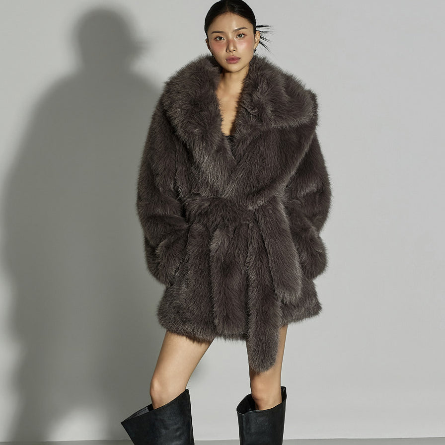 J9339 Fur Jacket with Belt