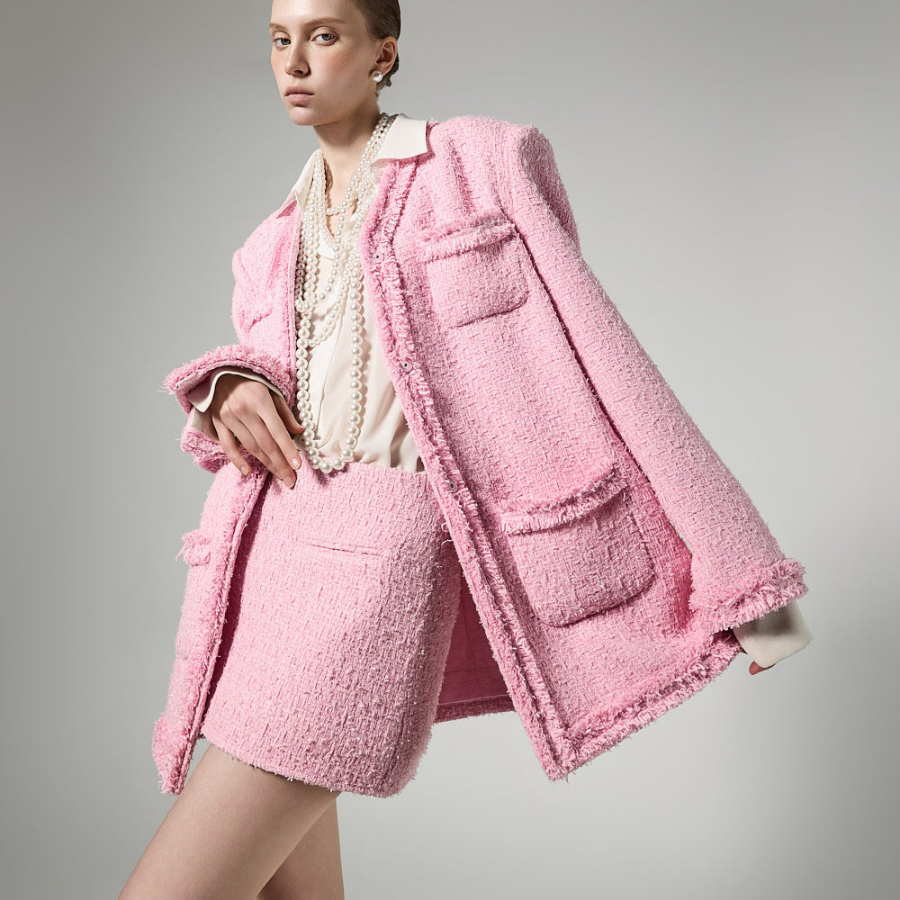 J9365 Fringe Tweed Jacket