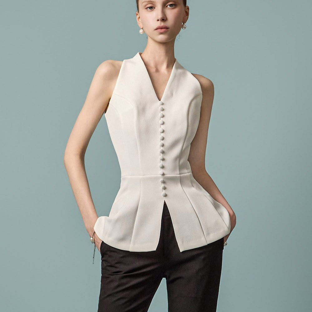 J9375 Peplum Button Vest