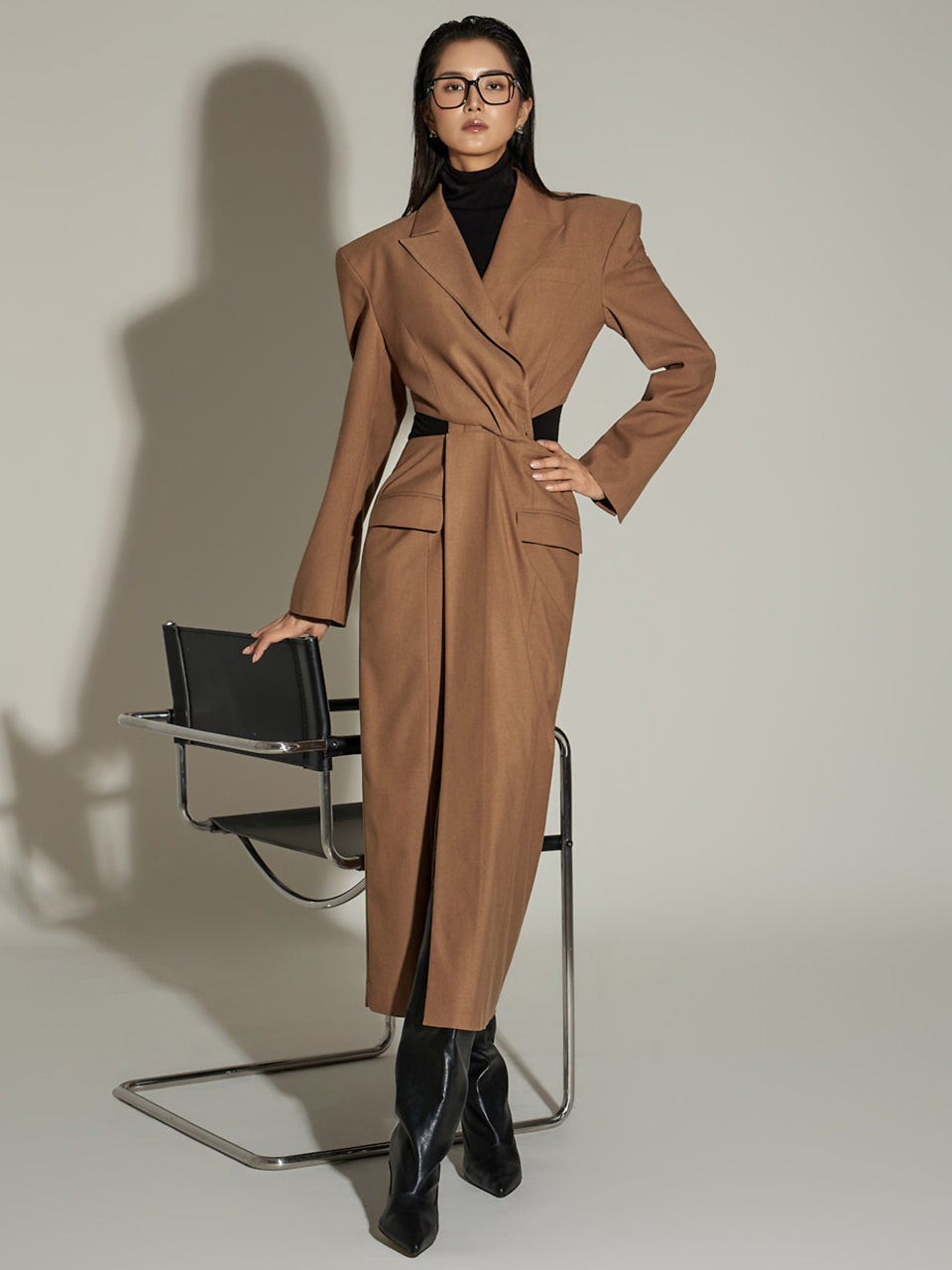 MBDDR005 腰部镂空经编中长连衣裙