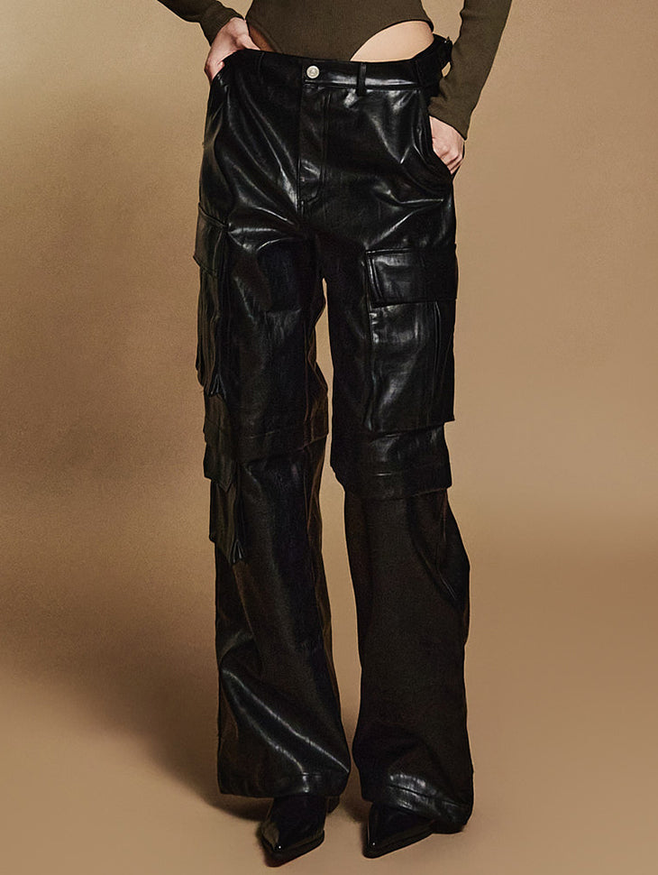 P3248 Leather Cargo Pants