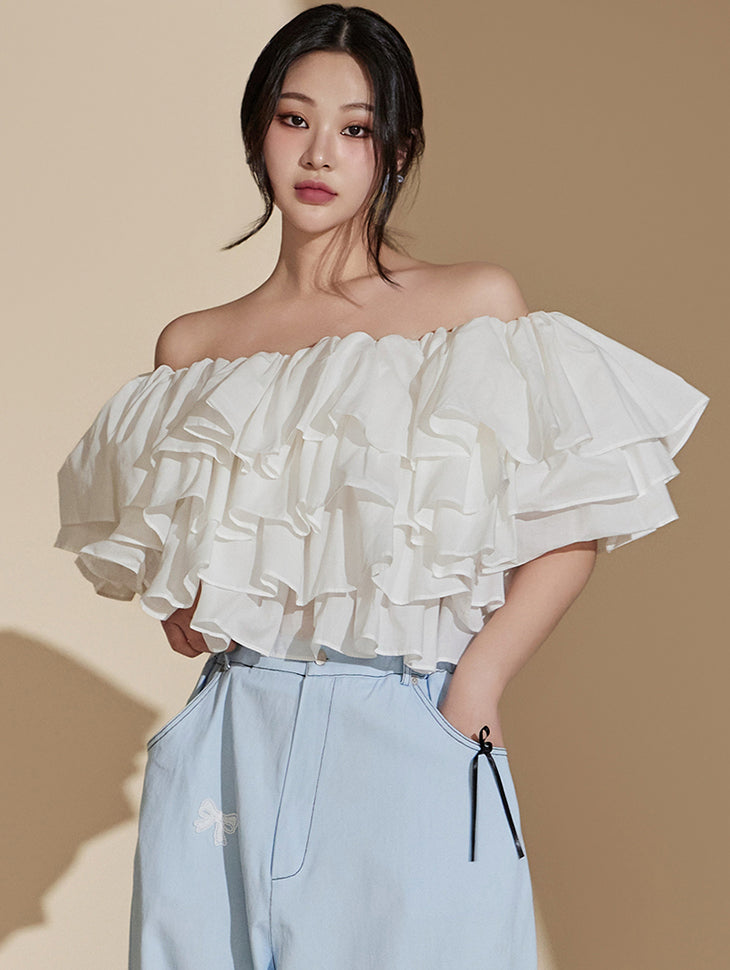 B2958 Frill Tiered Blouse