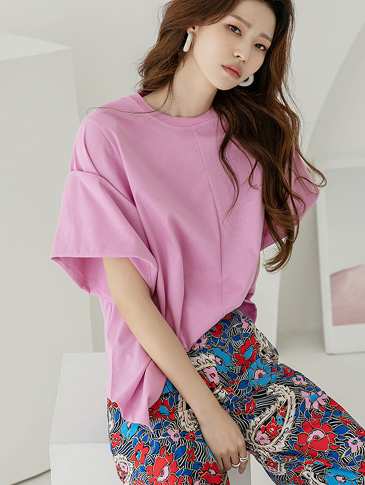 E2461 Rolled-up Sleeve Top