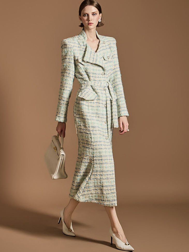 D5133 Wool Tweed Dress With Belt