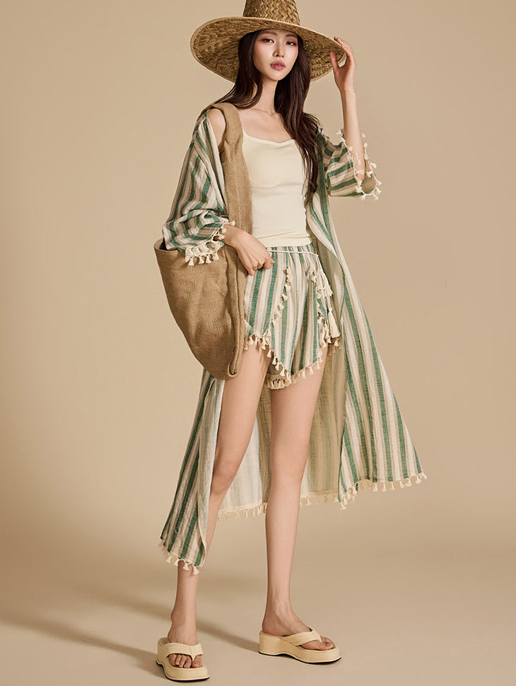 TP1901 Striped Robe and Pants Sets