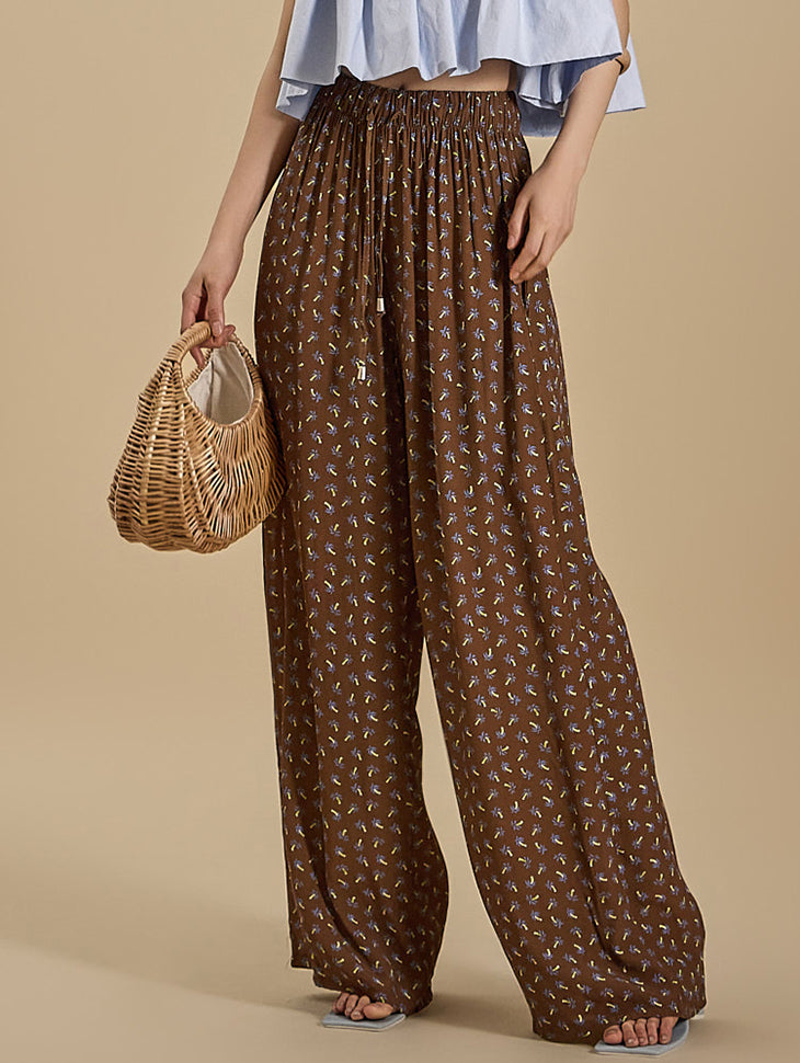 P3225 Flower Pattern Drawstring Pants