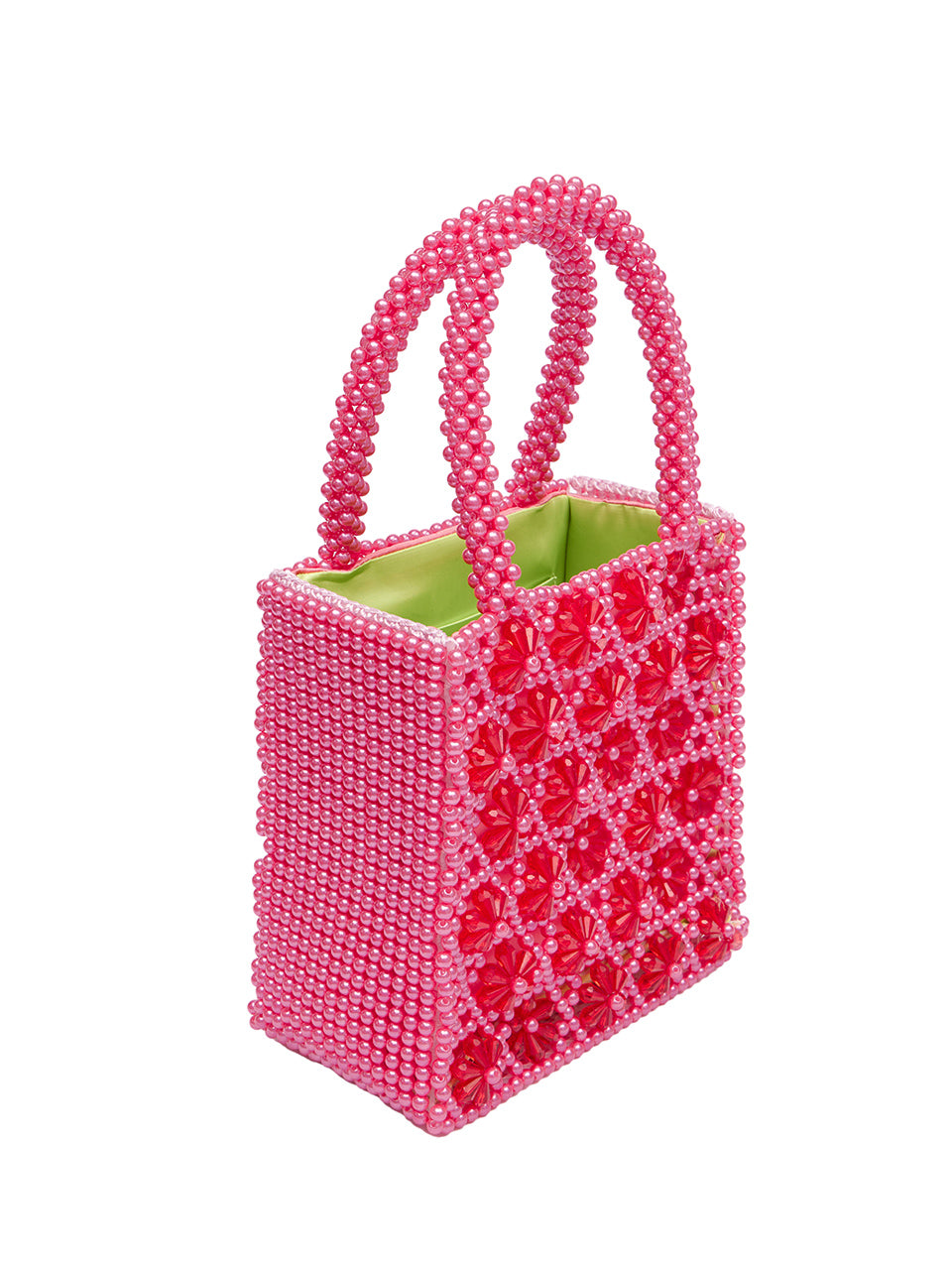 A-1601 Beads Flower Handle bag