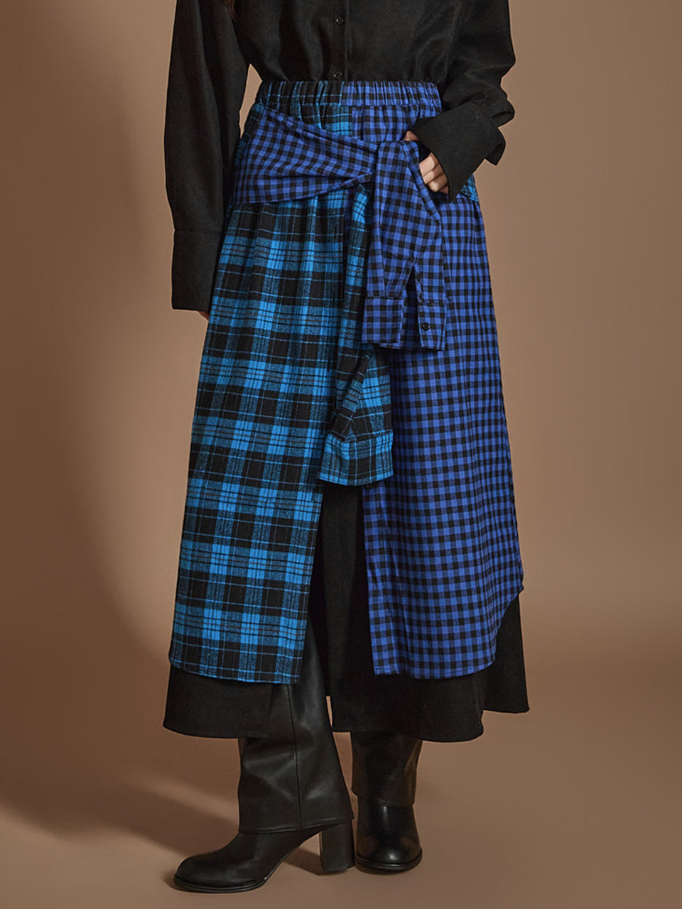 SK2854 Plaid Strap Skirt