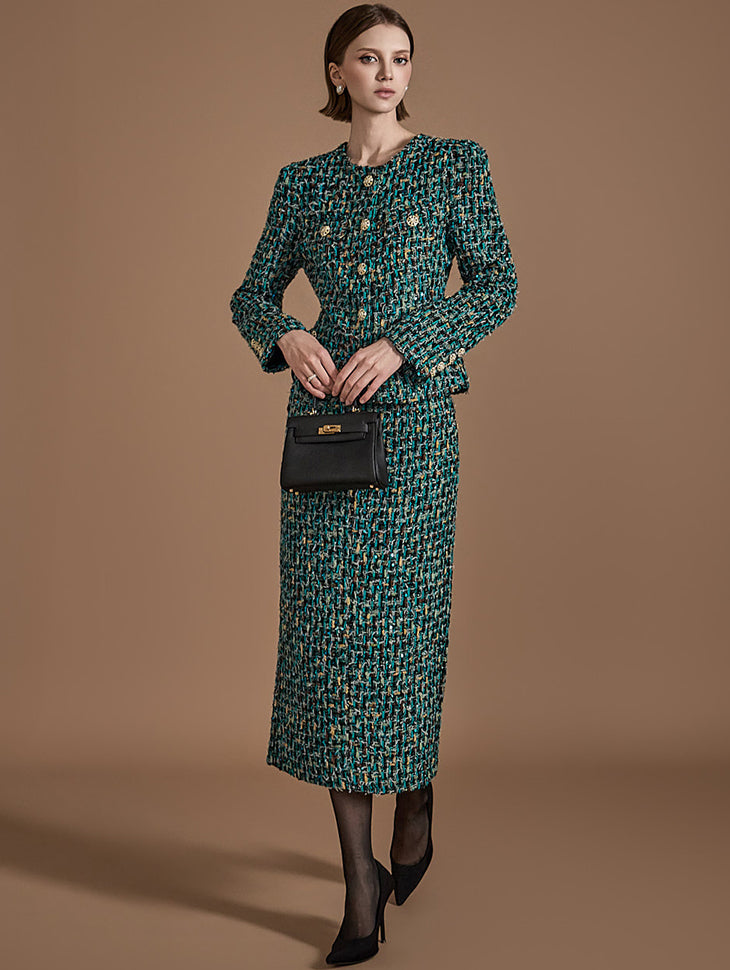 TP1981 Tweed Jacket and Skirt Set