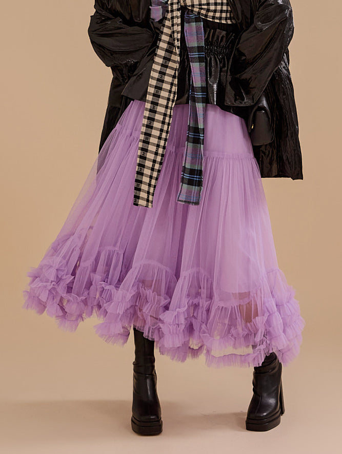 SK2524 Asymmetrical Tulle Skirt