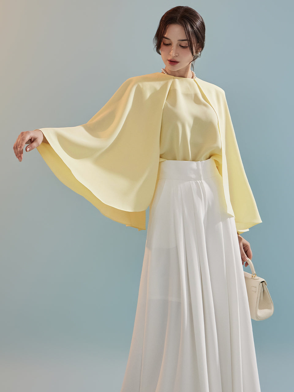 B2723  Sleeveless Cape Design Blouse