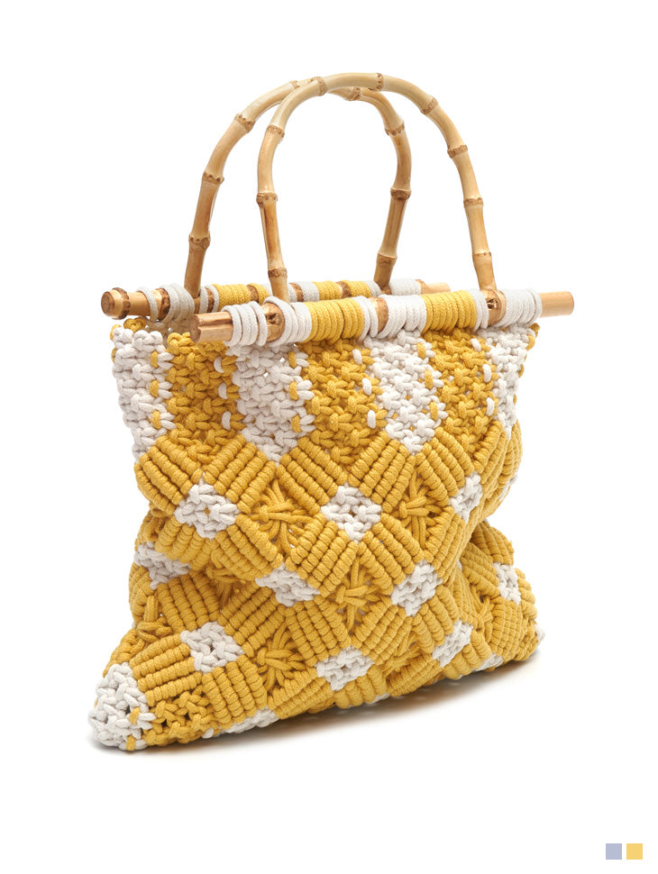 A-1426 Knit Wood Handle Bag