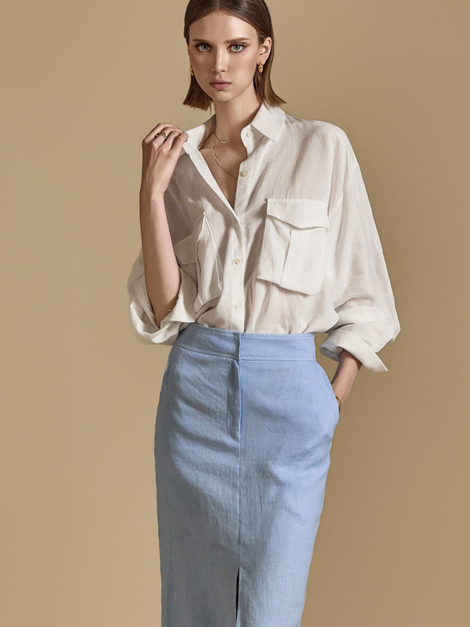 S654 Linen Pocket Shirt