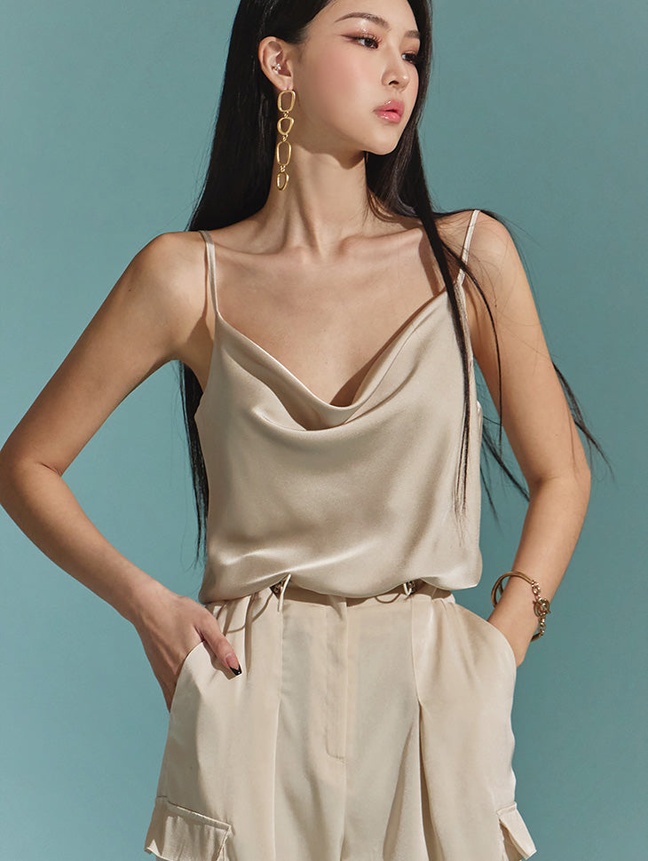 E3047 Satin Cowl Neck Sleeveless