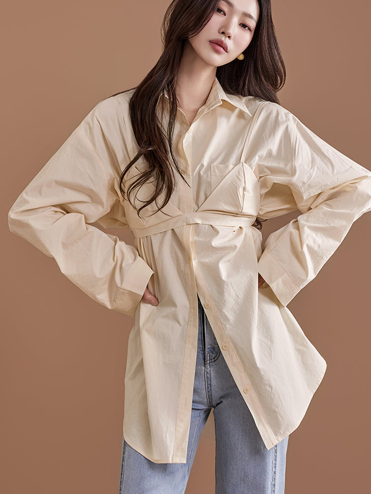 S618 紧身胸衣衬衫套装