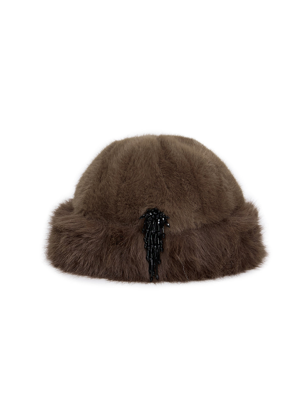 AC-798 Fur Bucket Hat With Brooch