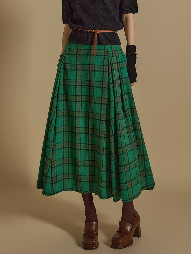 SK2897 Fleece-lined Plaid Skirt