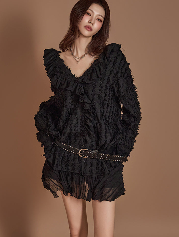 B3014 Frill Fringe Blouse