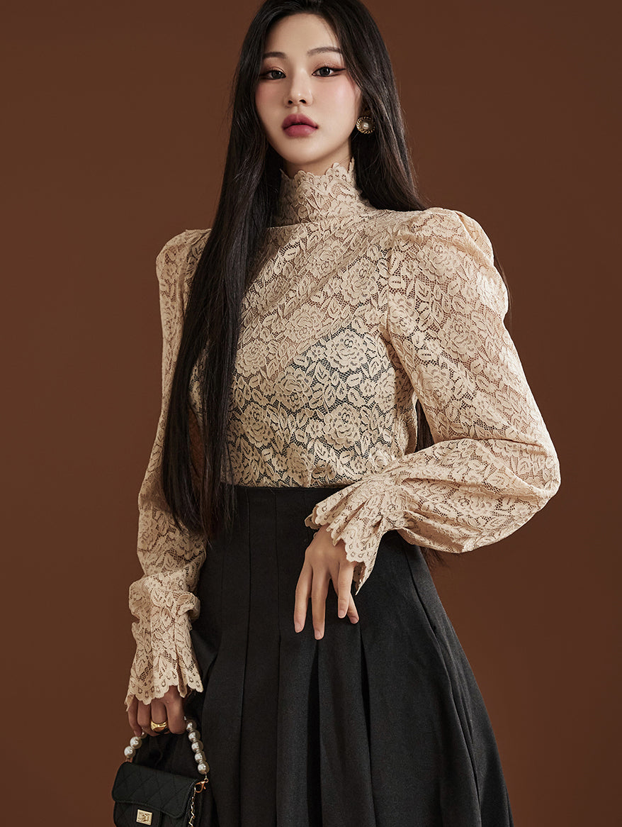 B2905 Lace Sheer Blouse