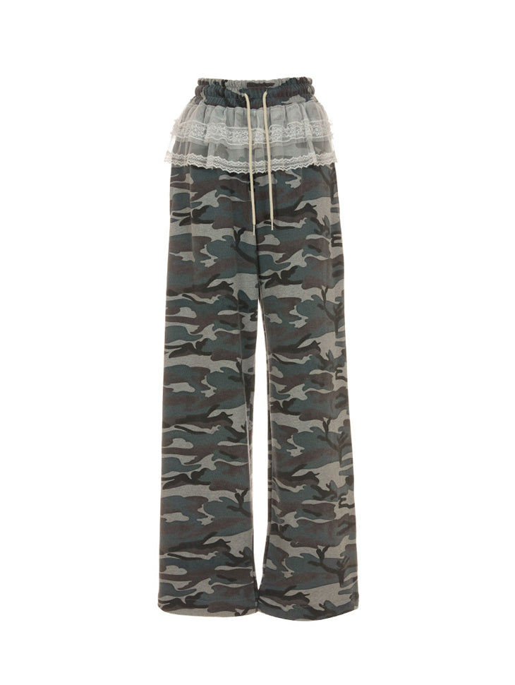 P3406 迷彩蕾丝裤