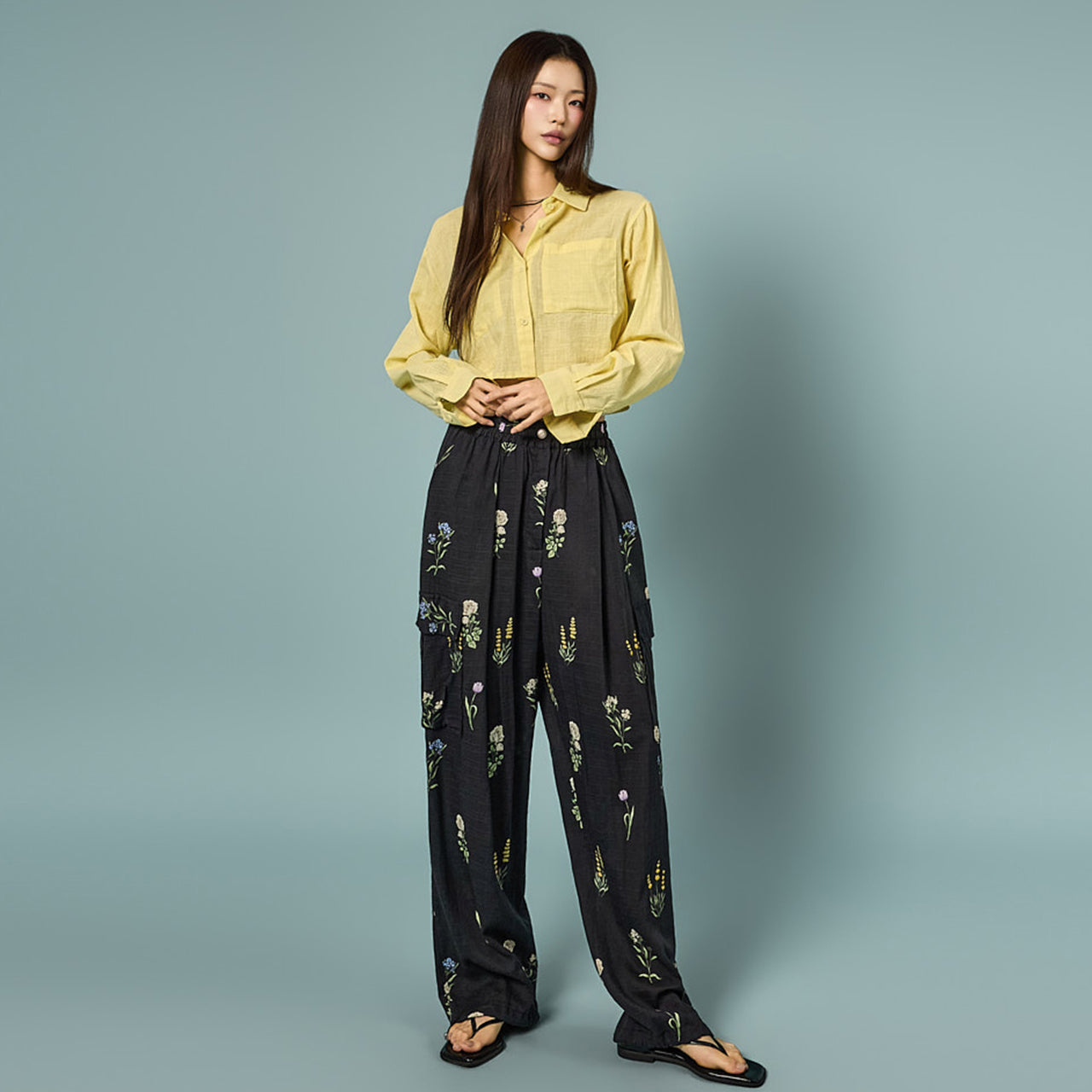 P3921 花朵工装裤