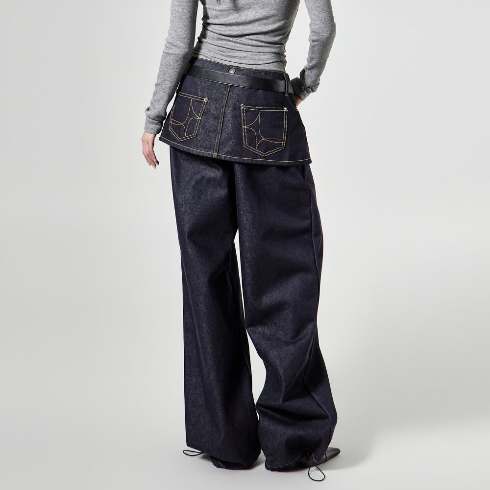 PJ630 Skirt Layered Jeans