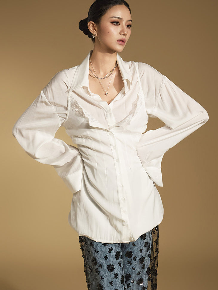 S715 Bustier Layered Shirt