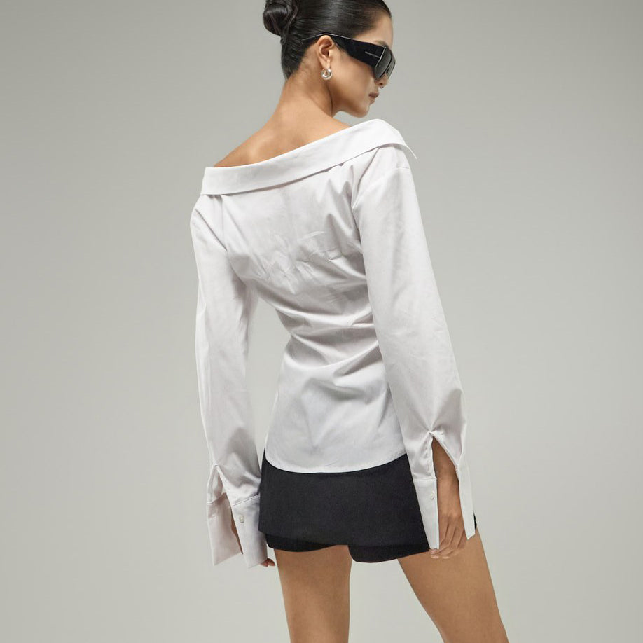 S907 Off-Shoulder Slim Shirts