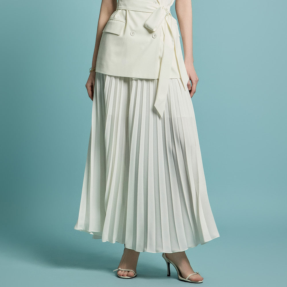 SK2321 褶裥腰带长裙