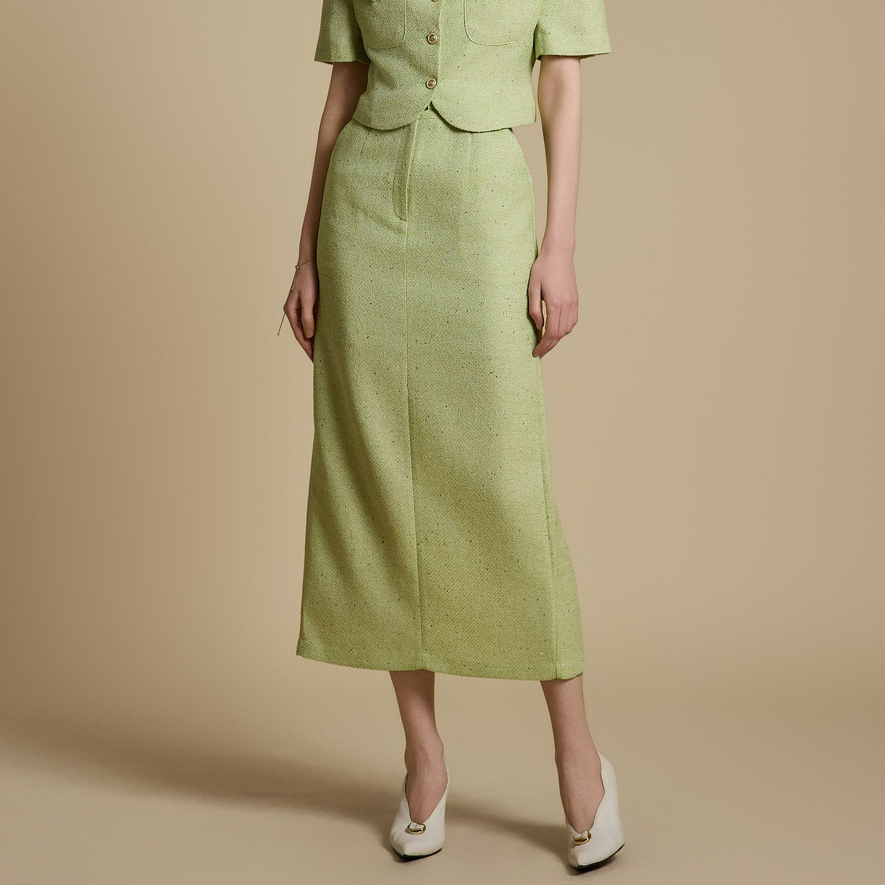 SK2980 粗花呢半身裙（配腰带） 