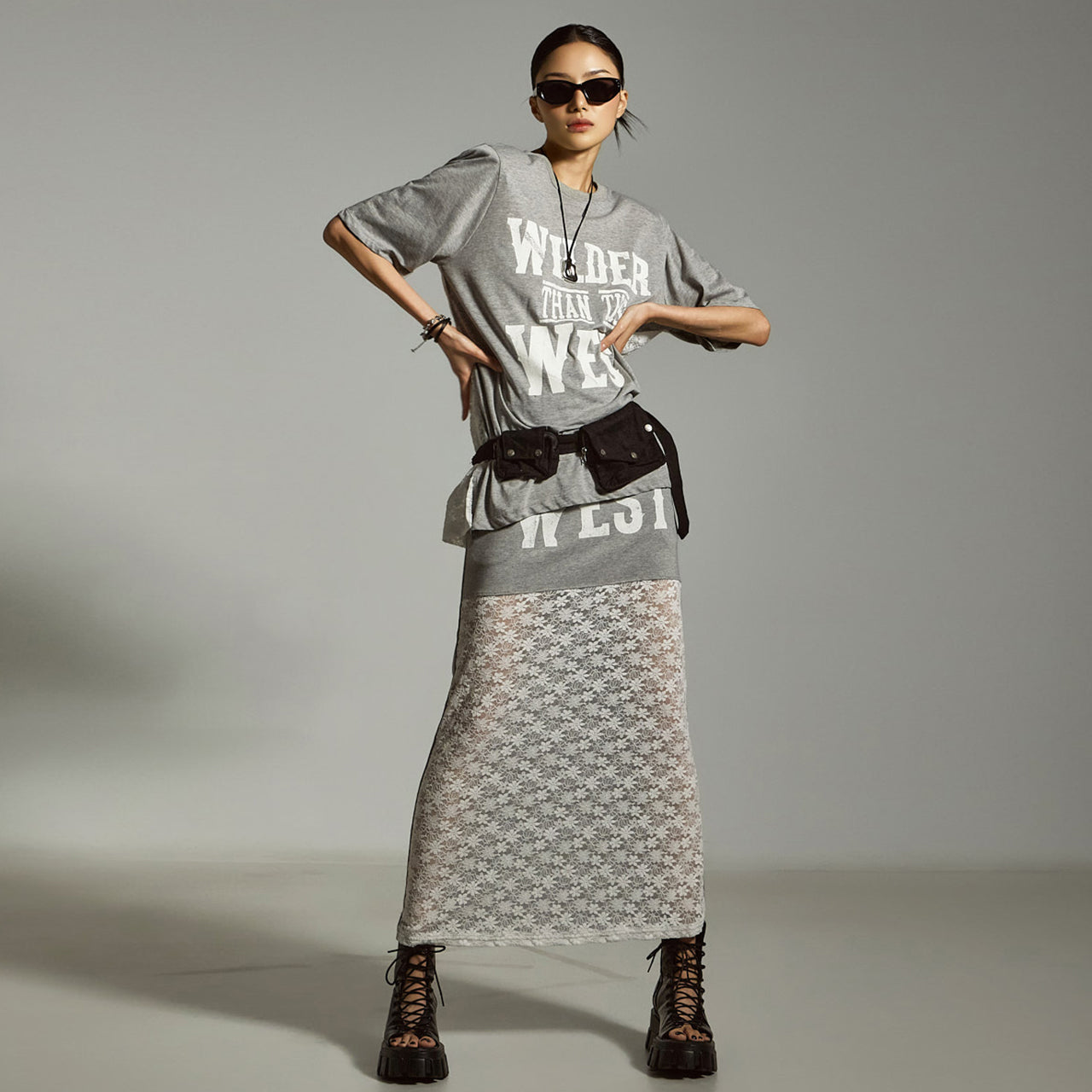 SK3011 Lace Printed Skirt