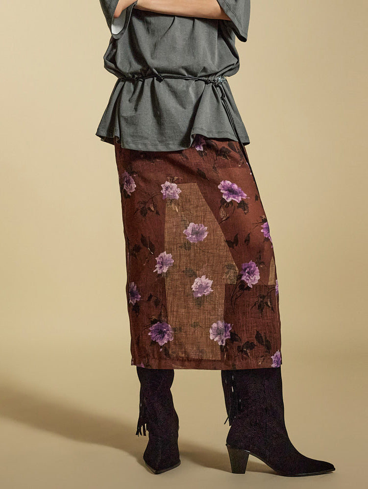 SK3023 Floral Sheer Skirt